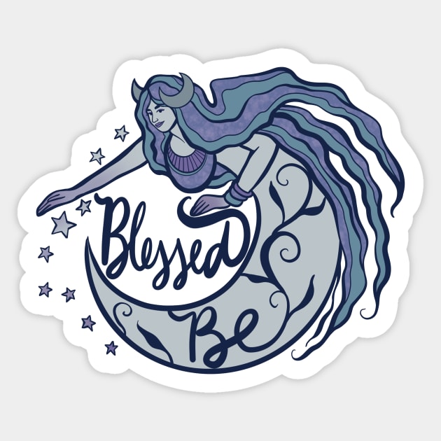 Blessed Be Moon Goddess Sticker by bubbsnugg